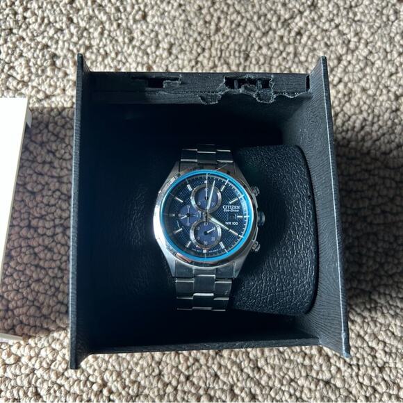 Citizen Eco-Drive Blue Chronograph Watch CA0430-54M - Picture 5 of 12